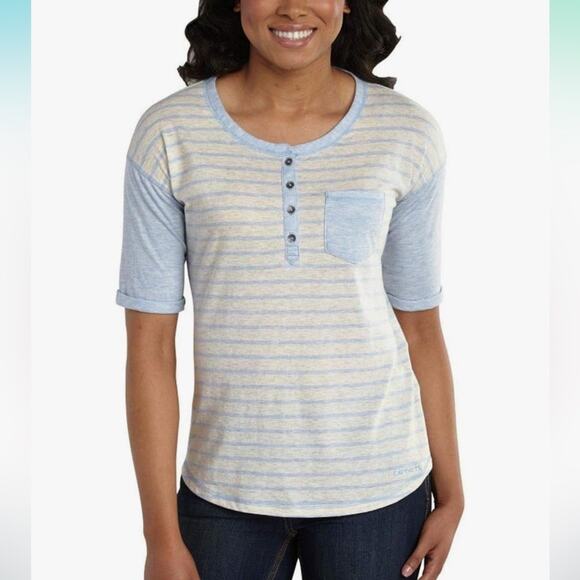 Carhartt Women’s Reagan Raglan Henley Baseball Tee S - Picture 1 of 7